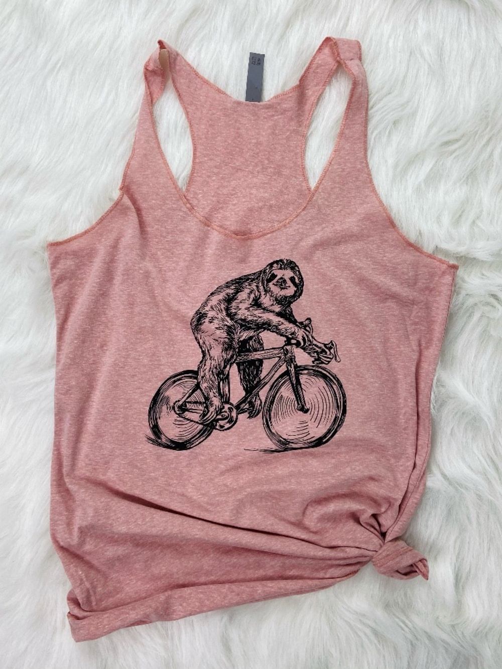 Sloth Riding Bike Tank Next Level Flowy Racerback Graphic tank Cute Funny